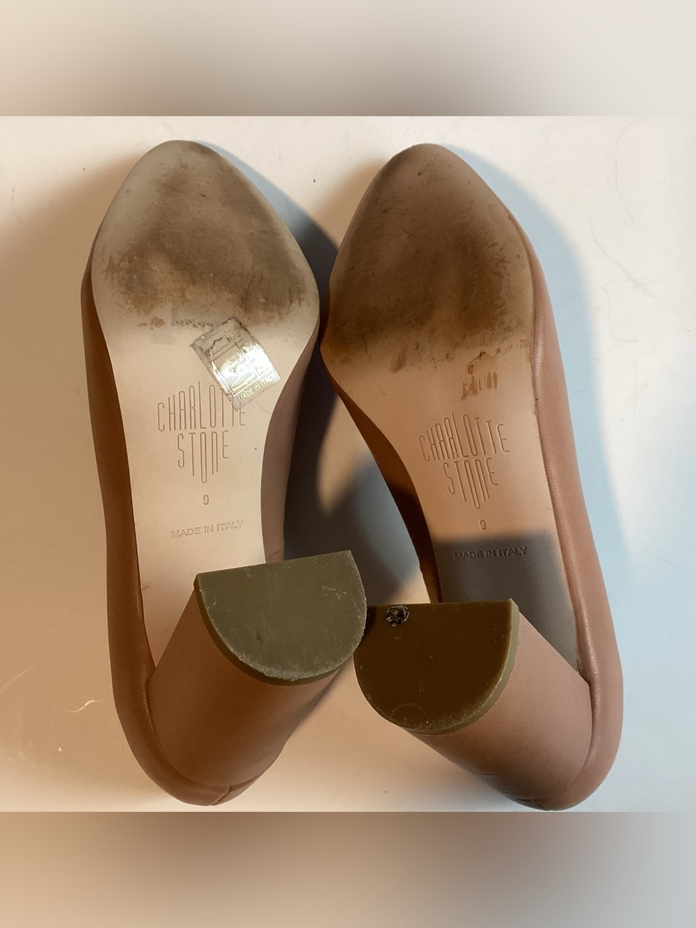 Charlotte Stone Maren Almond Toe Block Heel Pump - Tan - 9 - Picture 7 of 9